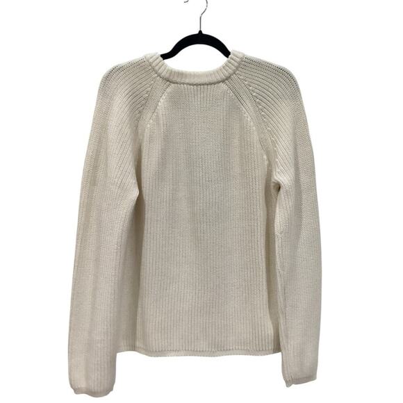 Jenni Kayne Cotton Fisherman Sweater In Ivory Long Sleeve Crewneck Size XL - Picture 9 of 15